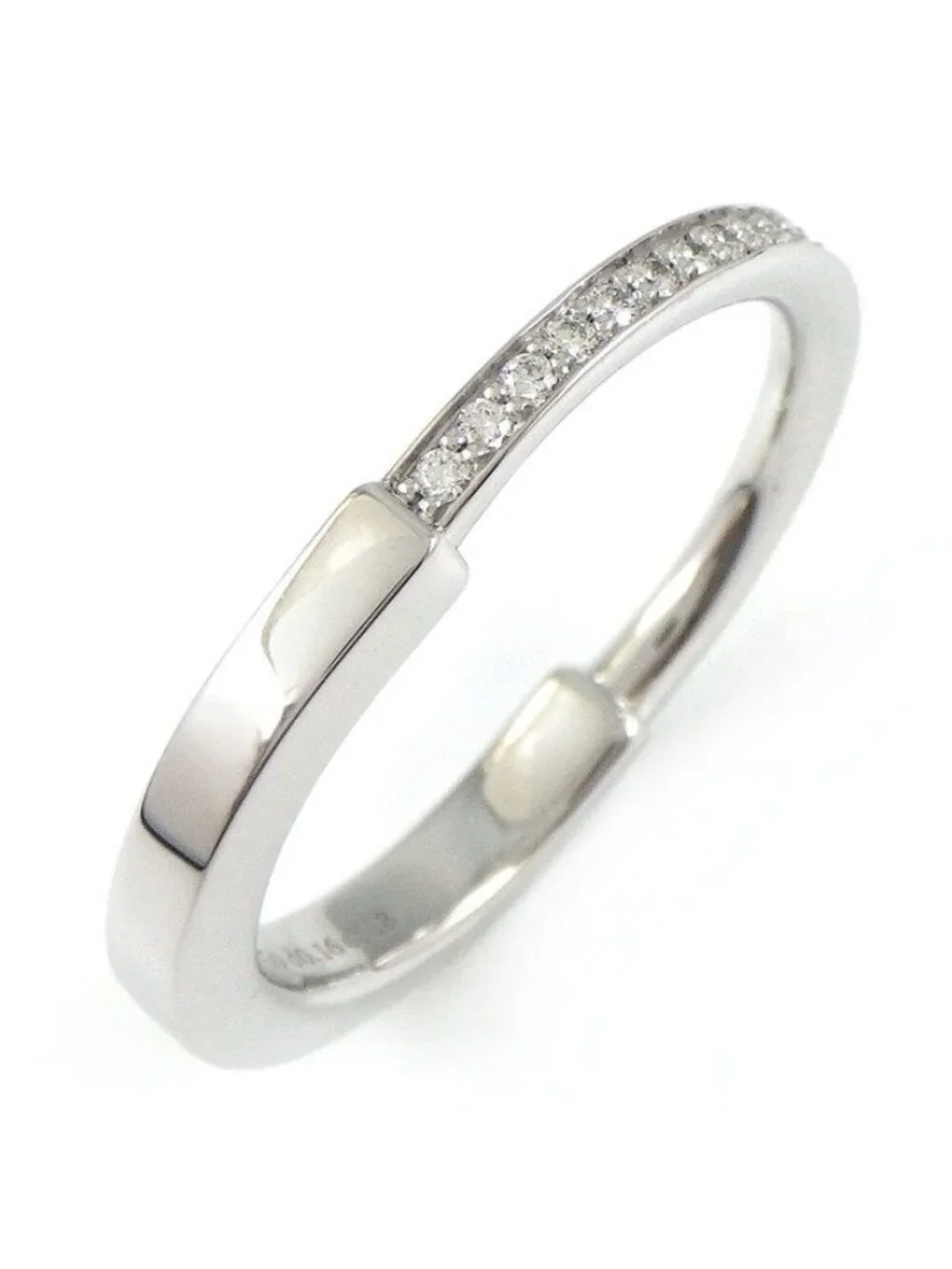 Tiffany & Co Ring Lock Half Circle Diamond 18k White Gold